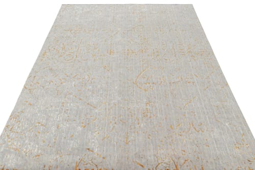 Rug & Kilim’s Contemporary Rug In Gray And Orange Abstract Patterns  "Naroon" | Rugs by Rug and Kilim