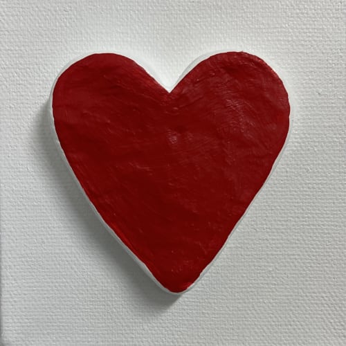 Red Heart 4" x 4" | Paintings by Emeline Tate
