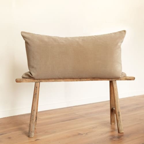 Beige Velvet with Channeling 20x36 | Pillow in Pillows by Vantage Design