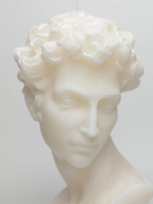 White Hermes XL Greek God Head Candle - Roman Bust Figure | Decorative Objects by Agora Home