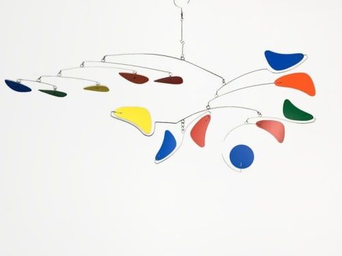 Hanging Mobile Mid Century Modern Rainbow in Serenity Style | Wall Sculpture in Wall Hangings by Skysetter Designs