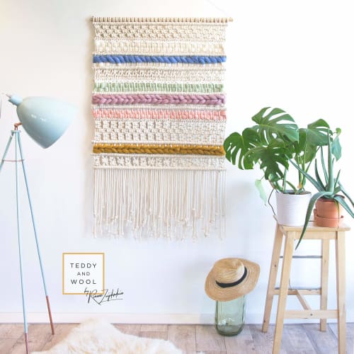 Woven Wall Tapestry, Pastel Colored Wall Art - DIANNE | Wall Hangings by Rianne Aarts