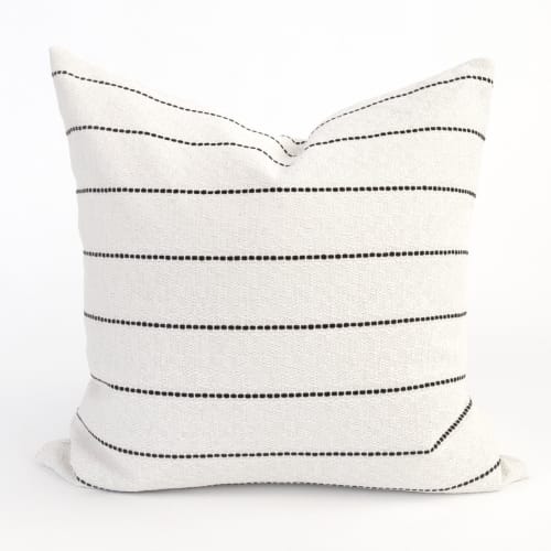 textured ivory pillow // white woven pillow // striped white | Pillows by velvet + linen