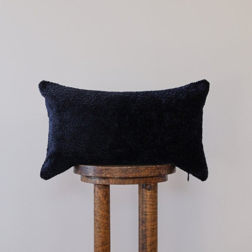 Navy Chenille Tufts Lumbar Pillow 12x20 | Pillows by Vantage Design