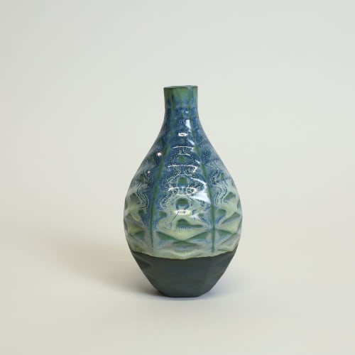 Hexagon in Lime Moondust | Vases & Vessels by by Alejandra Design