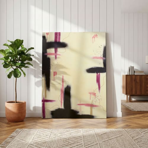 Raw Bloom | Pink Abstract Original Painting | Oil And Acrylic Painting in Paintings by Abby May