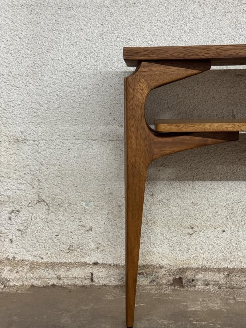 Modern Wood Console Table: Sculptural Entryway Sofa Table, USA made | Tables by Marco Bogazzi