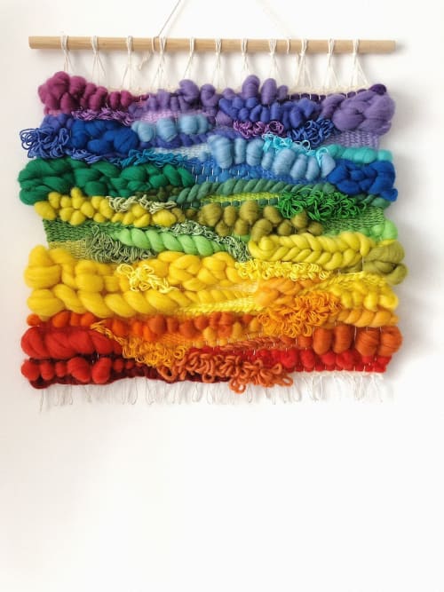 XL Rainbow hand woven wall hanging tapestry | Wall Hangings by Awesome Knots