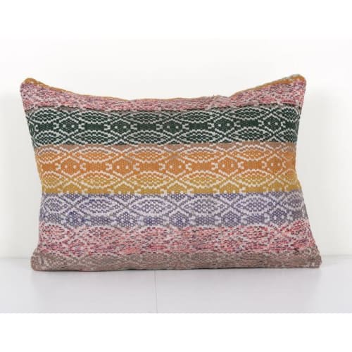 Vintage Kilim Pillowcase Throw Rug Pillow, Striped Lumbar Ki | Pillows by Vintage Pillows Store