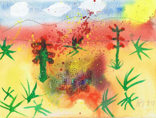 Blooming Desert - Original Watercolor | Watercolor Painting in Paintings by Rita Winkler - "My Art, My Shop" (original watercolors by artist with Down syndrome)