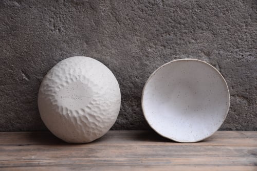 Textured speckled white handmade bowl, natural minimal | Dinnerware by Laima Ceramics