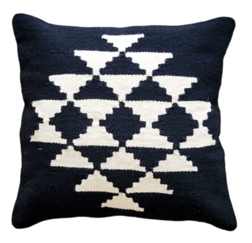 Black Mira Handwoven Decorative Throw Pillow Cover | Cushion in Pillows by Mumo Toronto
