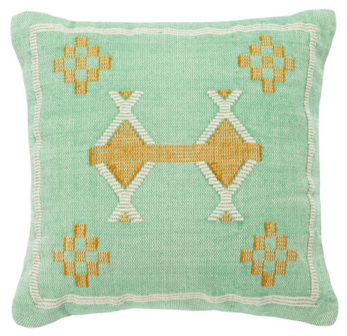 18" Green Embroidered Moroccan Throw Pillow | Pillows by Kevin Francis Design