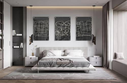 Abstract Black Pattern Set of 3 Prints Modern Wall Art | Mixed Media by uniQstiQ