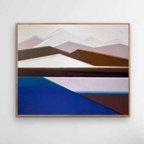 SOLD - Standing Guard - 48x60 Geometric Mountain | Shilo Ratner | Paintings by Shilo Ratner
