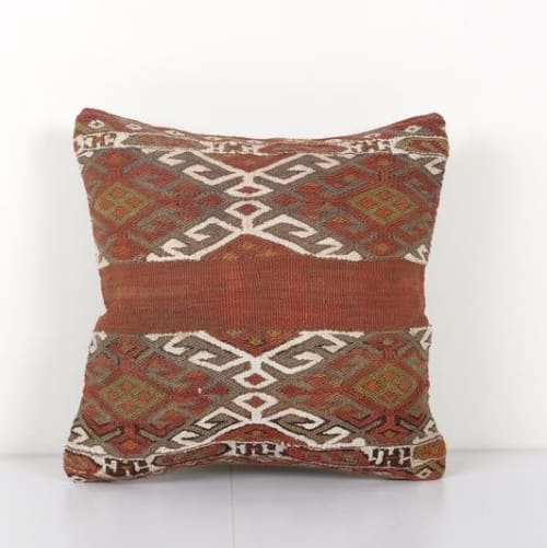 Square Turkish Jajim Kilim Pillow Cover, Unique Patterned Re | Pillows by Vintage Pillows Store