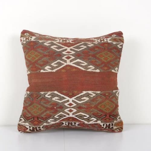 Square Turkish Jajim Kilim Pillow Cover, Unique Patterned Re | Cushion in Pillows by Vintage Pillows Store