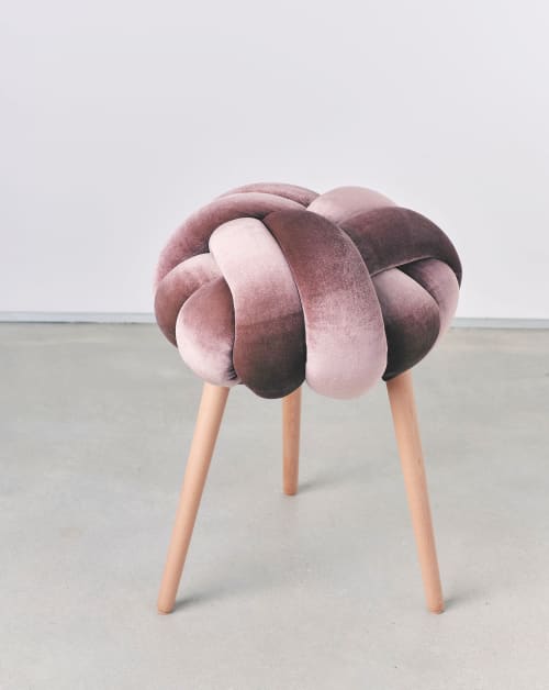 Plum Velvet Knot Stool | Chairs by Knots Studio