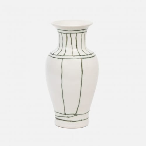 Carmine Hand-Painted White Vase | Vases & Vessels by Kevin Francis Design