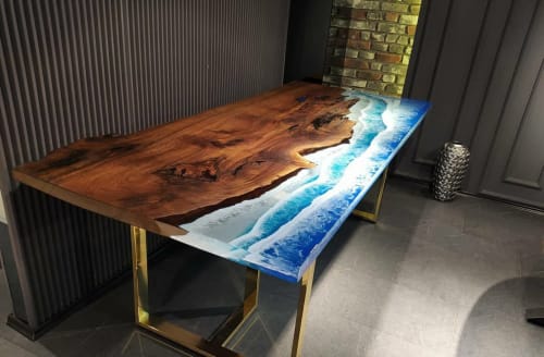 Ocean Design Epoxy Table, Walnut Epoxy Resin Table, Epoxy | Tables by Tinella Wood