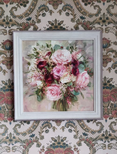 Custom Wedding bouquet painting on canvas, Made to Order | Oil And Acrylic Painting in Paintings by Natart