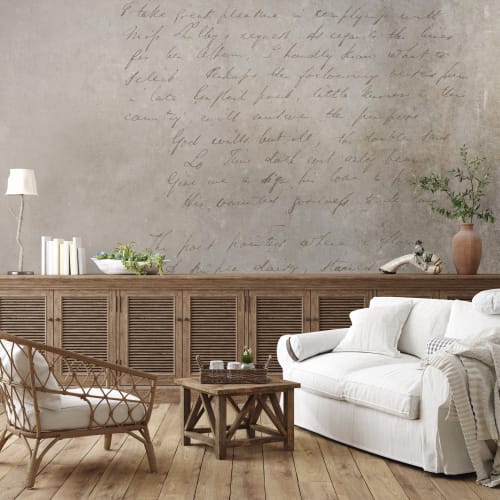Vintage Handwriting — Rustic Farmhouse Luxury Wallpaper Mural | Wall Treatments by ELLE WALLS