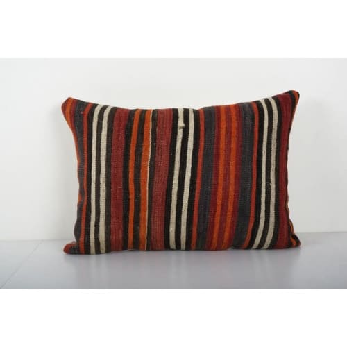 Striped Turkish Kilim Pillow Cover, Bohemian Wool Pillow, Tr | Pillows by Vintage Pillows Store