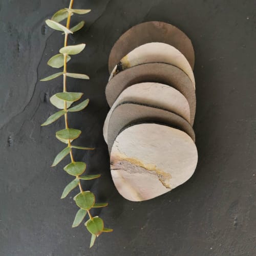 Irregular shape stone coasters for cups, glasses. Set of 6 | Tableware by DecoMundo Home