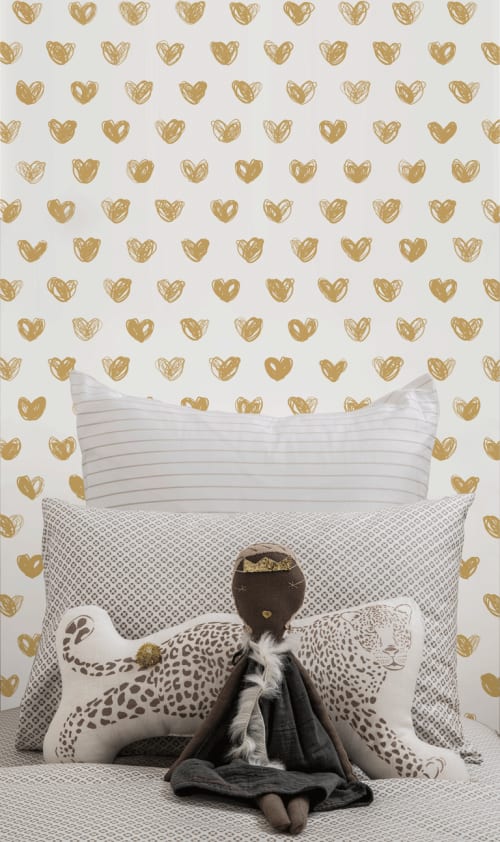 LOVE | GOLD | Wallpaper in Wall Treatments by Marley + Malek Kids Wallpaper