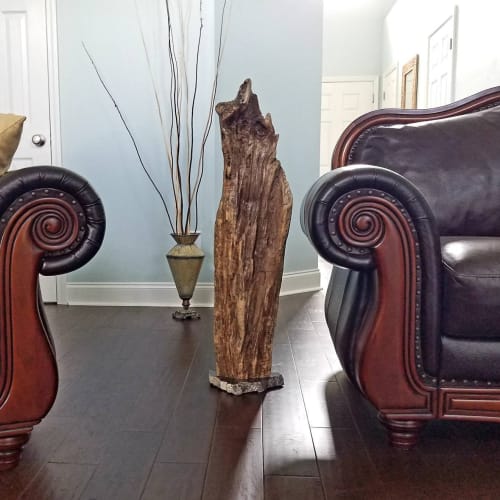 Burl Driftwood Sculpture "The Beaten Path" with Marble Base | Sculptures by Sculptured By Nature  By John Walker