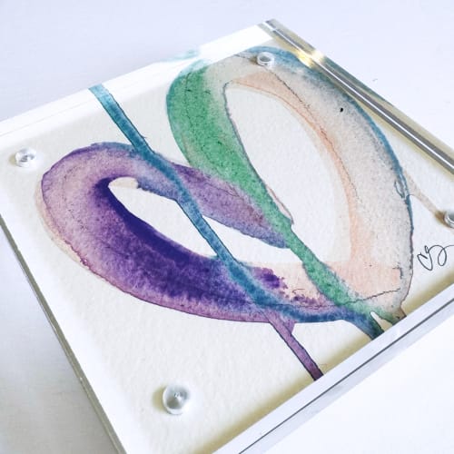 Say It Again - Acrylic Heart Block Painting | Paintings by carrie song