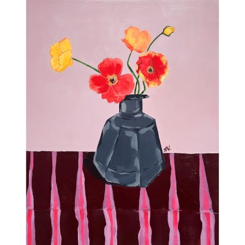Obsidian Vase | Oil And Acrylic Painting in Paintings by Nicole Simms