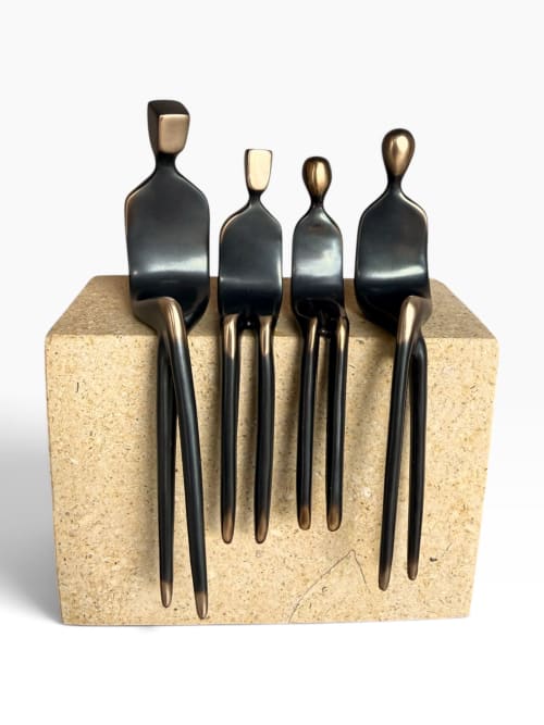 Family of four bronze sculpture modern heirloom | Sculptures by YENNY COCQ