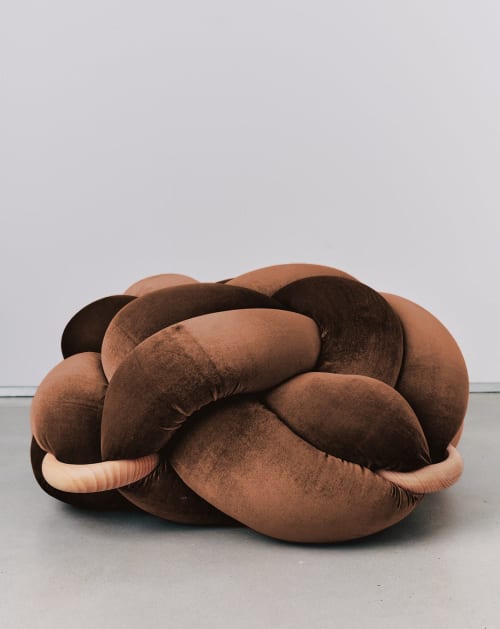 (L) Acorn Velvet Knot Floor Cushion | Pillows by Knots Studio