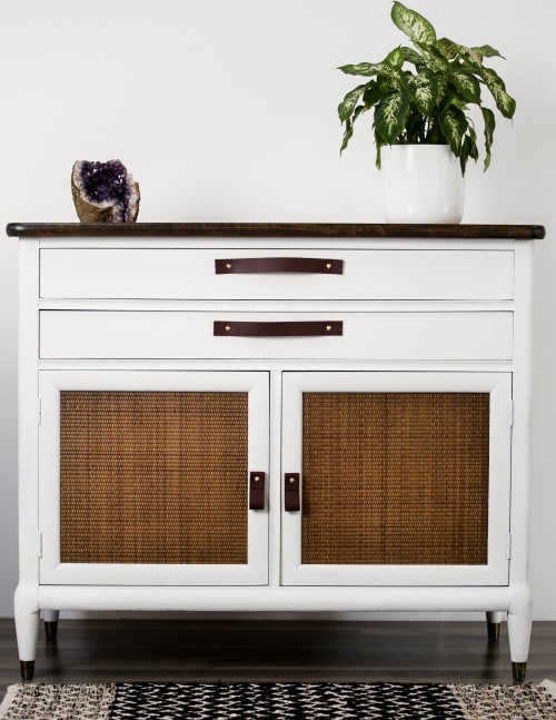 Mahogany Leather Handle [Flat End] | Pull in Hardware by Keyaiira | leather + fiber | Artist Studio in Santa Rosa