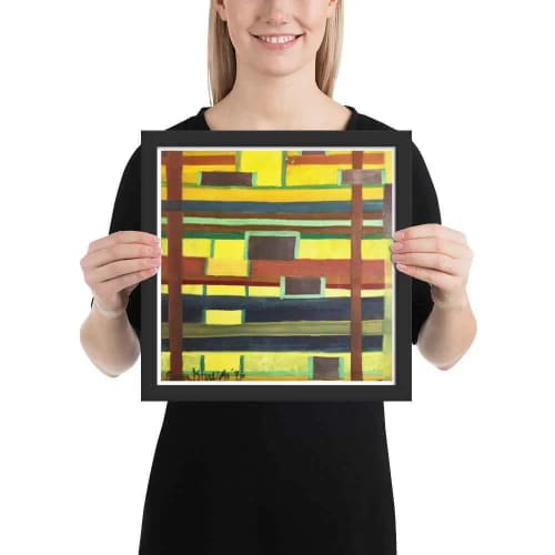 Framed Print - City in Grids - Geometric Abstract Urban | Work by Eman's Gallery