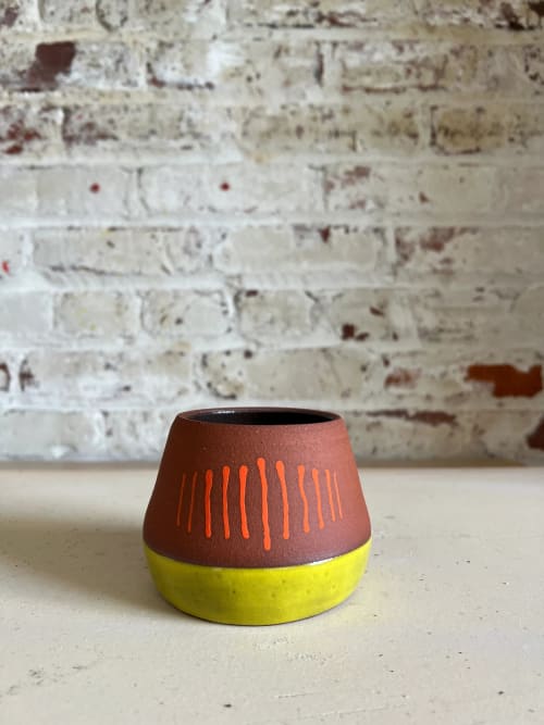 Albuquerque Planter, Sunflower and Dayglo Orange | Vases & Vessels by Mineral Ceramics