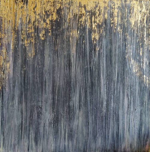 Abstract gold leaf painting abstract gold black gray texture | Oil And Acrylic Painting in Paintings by Serge Bereziak (Berez)