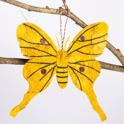 Madagascar Silk Moth Ornament - Yellow | Decorative Objects by Tanana Madagascar