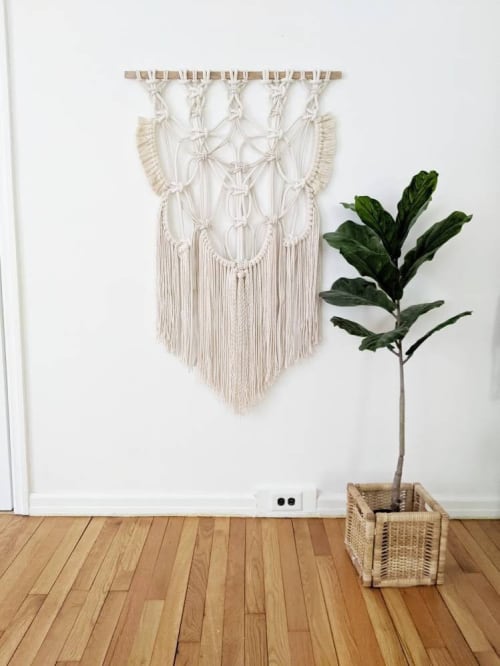 Large Macrame Wall Hanging, Wall Tapestry, Fiber Art, Mid Ce | Wall Hangings by Damaris Kovach