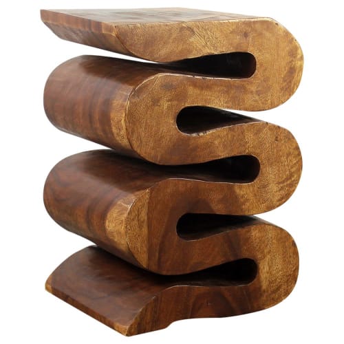 Haussmann® Wood Wave Verve Accent Snake Table 12x14x20 in | End Table in Tables by Haussmann®
