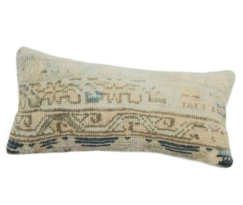 Turkish Oushak Rug Pillow Faded Cover, Boho Woven Carpet | Cushion in Pillows by Vintage Pillows Store