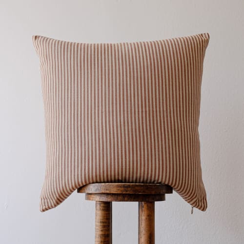 Amber and Cream Linen Stripe Pillow 24x24 | Pillows by Vantage Design
