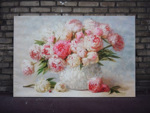 Peony painting, Extra Large floral oil paintings on canvas | Oil And Acrylic Painting in Paintings by Natart