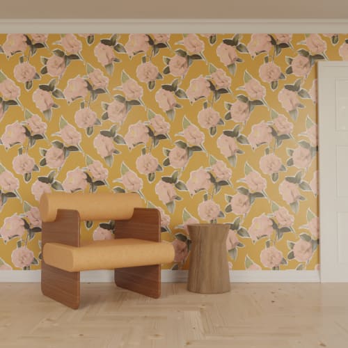 Camellia Traditional Pasted Wallpaper - Easily Removable! | Wallpaper by Samantha Santana Wallpaper & Home