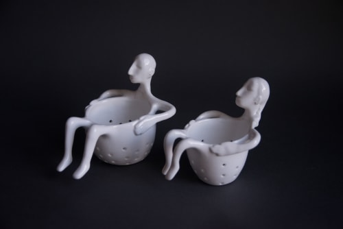Handmade porcelain tea strainer human | Utensils by Laima Ceramics