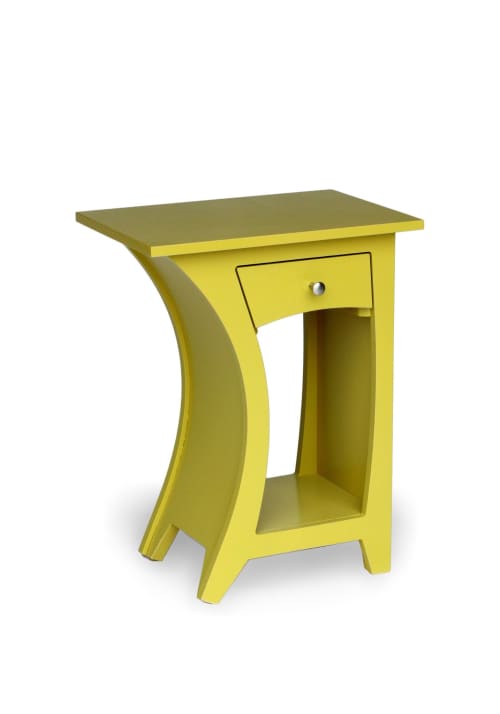 Reversible Side Table - Curved Bedside Table with Drawer | Tables by Dust Furniture