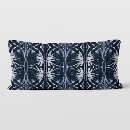 Audrina Dark Blue 12x24 Lumbar Pillow Cover | Pillows by Brandy Gibbs-Riley
