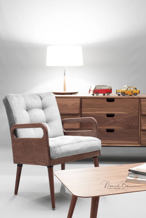 Upholstered Midcentury Solid Timber Armchair 01