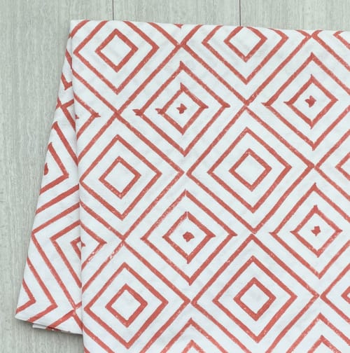 Table Throw - Diamond, Coral | Linens & Bedding by Mended